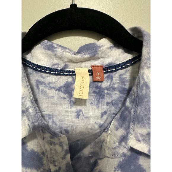 Pilcro Anthropologie The Cate Tie Dye Embroidered Button Down Blouse Size Small - Picture 6 of 11